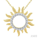 1/4 Ctw Textured Sunburst Round Cut Diamond Fashion Pendant With Chain in 14K Yellow Gold