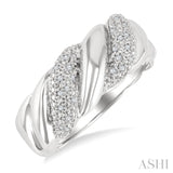 1/10 Ctw Bold Ribbed Swirl Round Cut Diamond Bold Fashion Band in Sterling Silver
