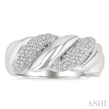 1/10 Ctw Bold Ribbed Swirl Round Cut Diamond Bold Fashion Band in Sterling Silver