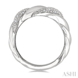 1/10 Ctw Bold Ribbed Swirl Round Cut Diamond Bold Fashion Band in Sterling Silver