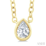 1/6 Ctw Petite Bezel Set Pear Cut Diamond Fashion Pendant With Chain in 10K Yellow Gold