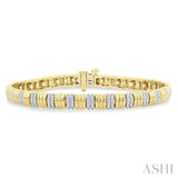 3/4 Ctw Ribbed Round Cut Diamond Fashion Bracelet in 10K Yellow Gold