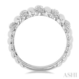 1/10 Ctw Bold Wide Ribbed Round Cut Diamond Fashion Band in Sterling Silver