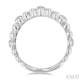 1/10 Ctw Wide Ribbed Plain Polished and Round Cut Diamond Bold Fashion Band in Sterling Silver