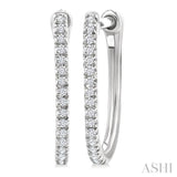 1/10 Ctw Round Cut Diamond Fashion Hoop Earrings in 10K White Gold