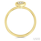 1/6 Ctw Petite Bezel Set Marquise Shape Fusion Baguette and Round Cut Diamond Fashion Ring in 10K Yellow Gold