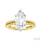 1/10 Ctw Marquise Shape Round Cut Diamond Semi-Mount Engagement Ring in 14K Yellow and White Gold