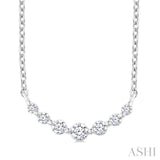 1/8 Ctw Petite Smile Graduated Round Cut Diamond Necklace in Sterling Silver