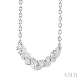 1/8 Ctw Petite Smile Graduated Round Cut Diamond Necklace in Sterling Silver