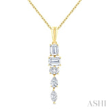 7/8 Ctw Mixed Diamond Cut Dangle Fashion Pendant With Chain in 14K Yellow Gold