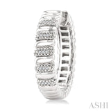 1/10 Ctw Bold Wide Ribbed Round Cut Diamond Fashion Earrings in Sterling Silver