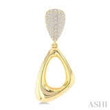 1 1/6 Ctw Dangler Inverted Pear Shape Round Cut Diamond Fashion Earrings in 14K Yellow Gold