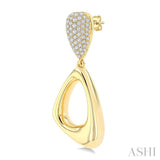 1 1/6 Ctw Dangler Inverted Pear Shape Round Cut Diamond Fashion Earrings in 14K Yellow Gold
