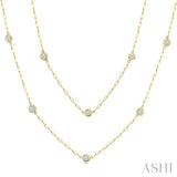 2 Ctw Bezel Set Round Cut Diamond 36-Inch Station Necklace in 14K Yellow Gold
